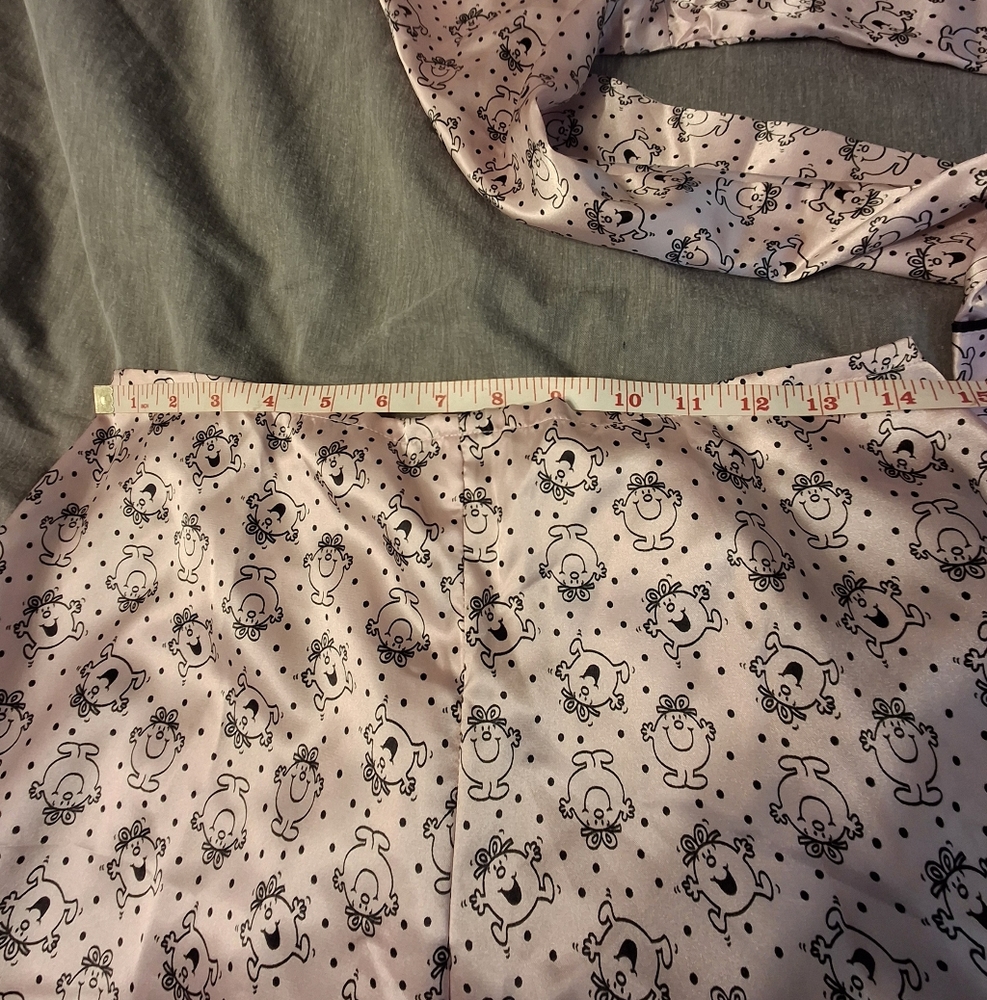 La SENZA Pink Satin Pajama Top with Black Trim and Cute Face Print - Picture 5 of 6